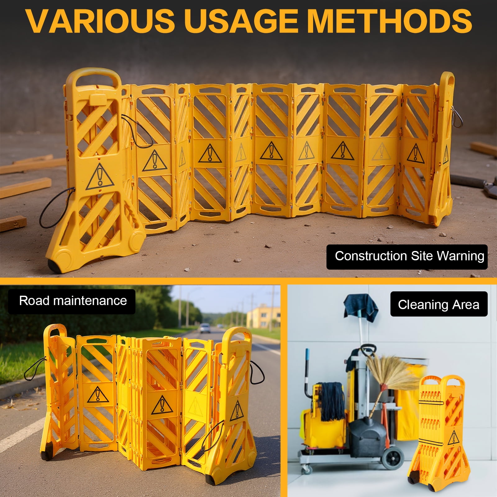 golytefs Expandable Barricade Gate with Wheels Traffic Barricade Fence for Garden Indoor