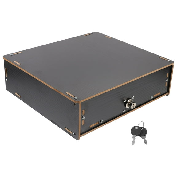 FOMIYES  Wooden Money Organizer Divided Cash Tray Register Hardware Black