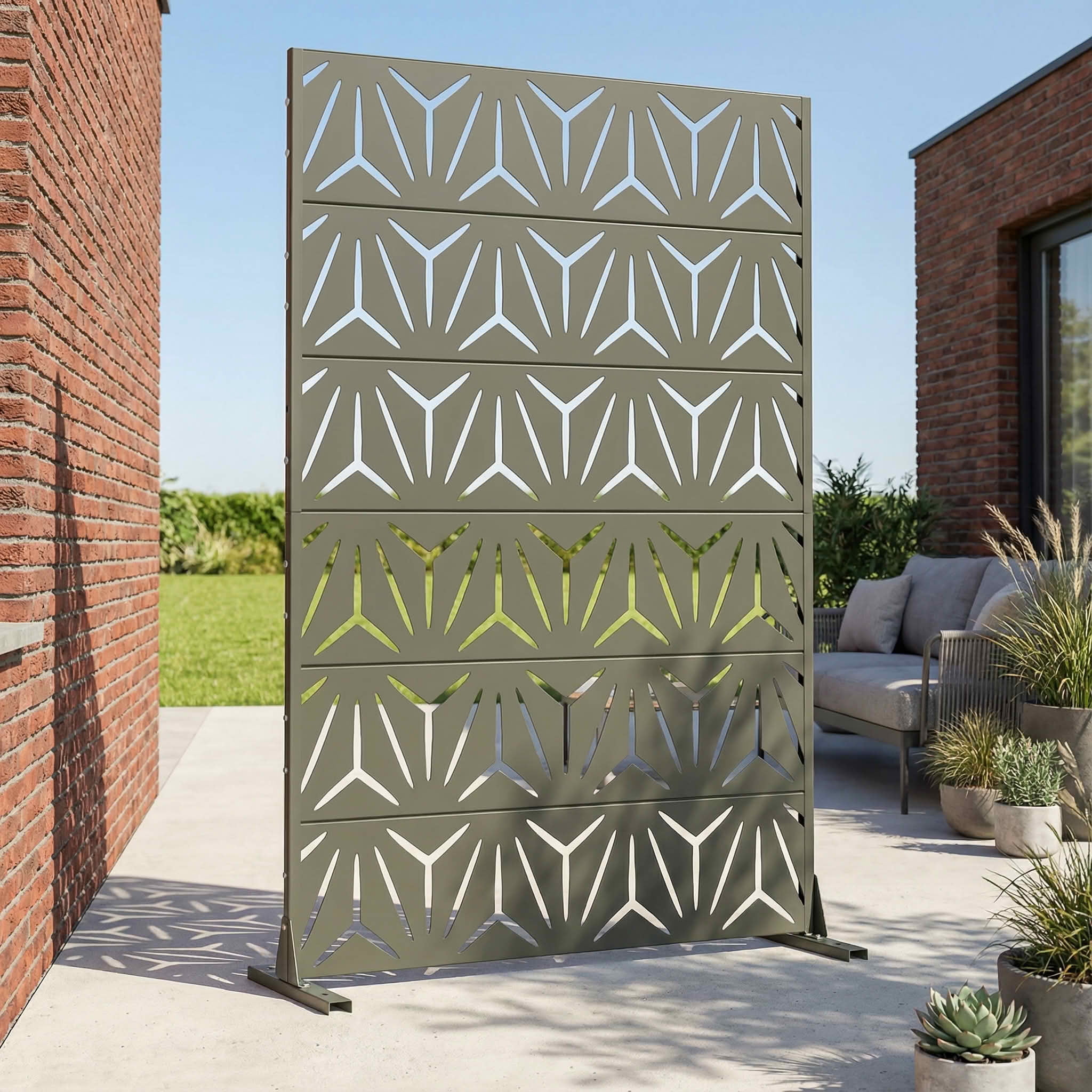 MAYEERTY 72x47 Gray Outdoor Natural Privacy Panel Screen, 6 Piece Set Natural Folding Divider for Backyard and Garden