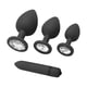 thumbnail image 4 of Juego de tapones anales de silicona de 3 tamaños con vibrador de 10 frecuencias, minijuego de tapones anales portátiles de entrenamiento anal negro, 4 of 10