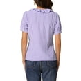 thumbnail image 3 of INSPIRE CHIC Blouses pour Femmes Peter Pan Col Manches Courtes Bouffantes Chemise à Volants à Carreaux Hauts TG Violet, 3 of 4