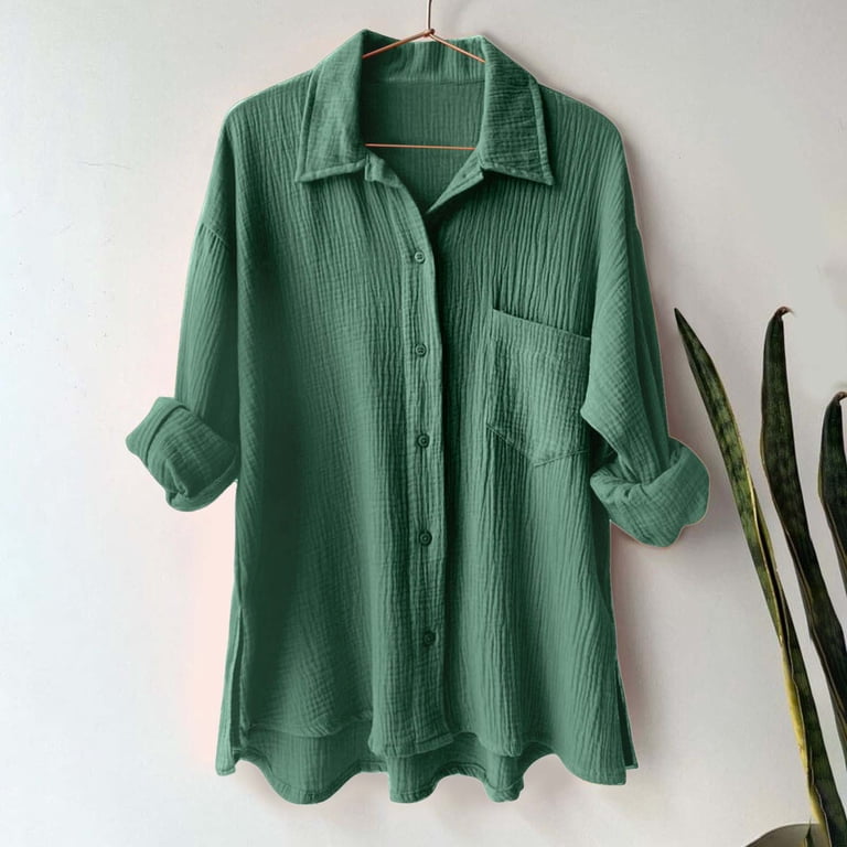 kaprioy Womens Corduroy Button Down Shirts Boyfriend Long Sleeve