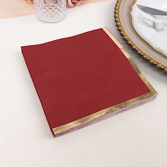 Balsa Circle 50 Burgundy Gold Trim 2 Ply Dinner Cocktail Paper Napkins Party Events Home Decorations Supplies