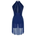 thumbnail image 4 of iefiel Robe de Danse Lyrique pour Femmes avec Strass Robe Asymétrique Jupe en Tulle Fluide Bleu Marine TG, 4 of 7