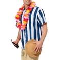 thumbnail image 4 of INSPIRE CHIC Men's Hawaiian Shirts Striped Button Down Short Sleeves Shirts Blue White S, 4 of 6