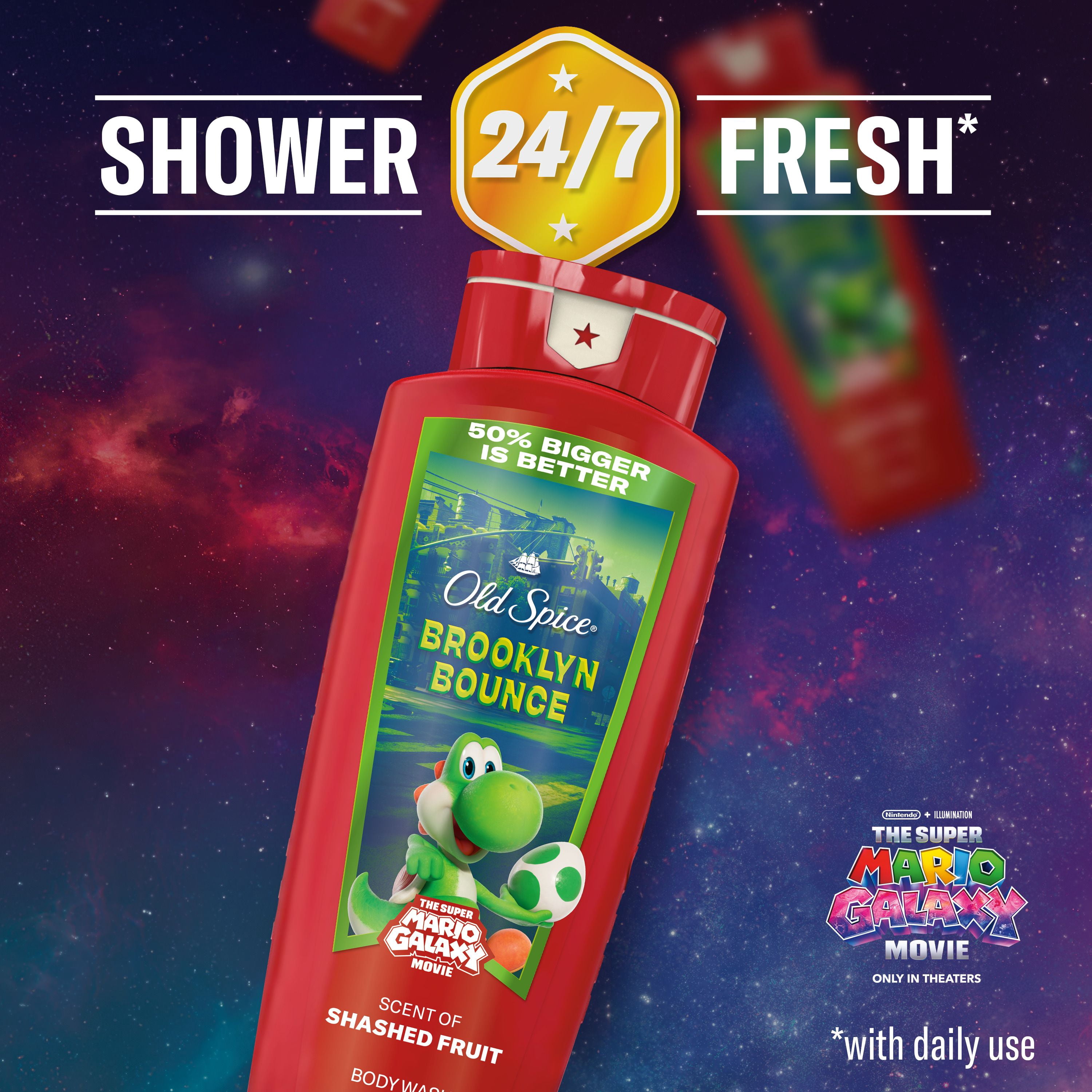 Old Spice Body Wash for Men, Brooklyn Bounce, Scent of Smashed Fruit, Old Spice x The Super Mario Galaxy Movie, 24/7 Shower Fresh