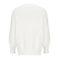 thumbnail image 5 of TFEOQRY Pullover Sweater for Women Solid Color Rib Knitwear Long Sleeved Round Neck Sweater Top White, 5 of 8