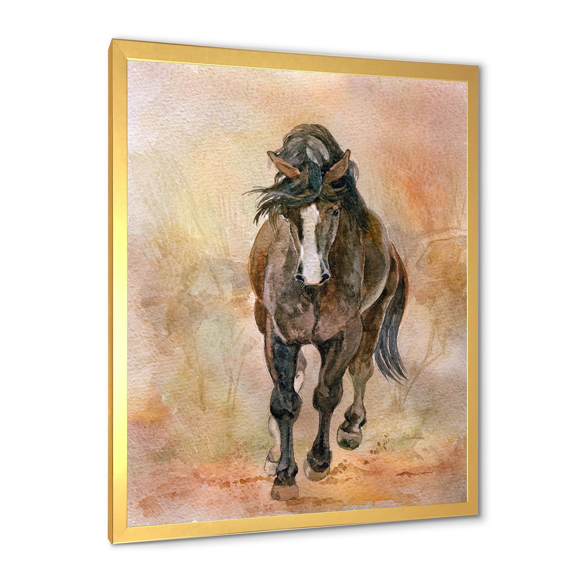 Designart 'Abstract Portrait Of Beautiful Chestnut Horse II' Farmhouse Framed Art Print