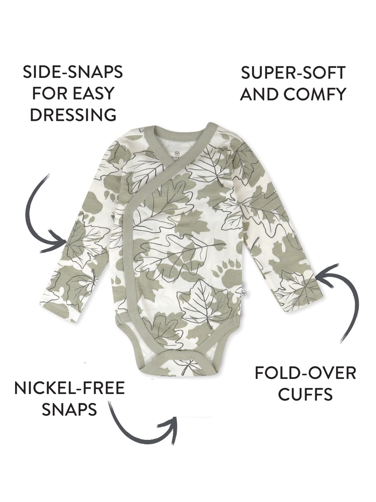 Honest Baby Clothing Organic Cotton Boy/Girl Long Sleeve Side-Snap Bodysuit, 3M to 9M