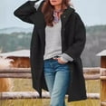 thumbnail image 6 of comerut Fall Winter Women Overcoat Hooded Single-breasted Pockets Long Sleeves Windbreaker Mid Length Thick Warm Windproof Solid Color Loose Daily Wear Coat, 6 of 8
