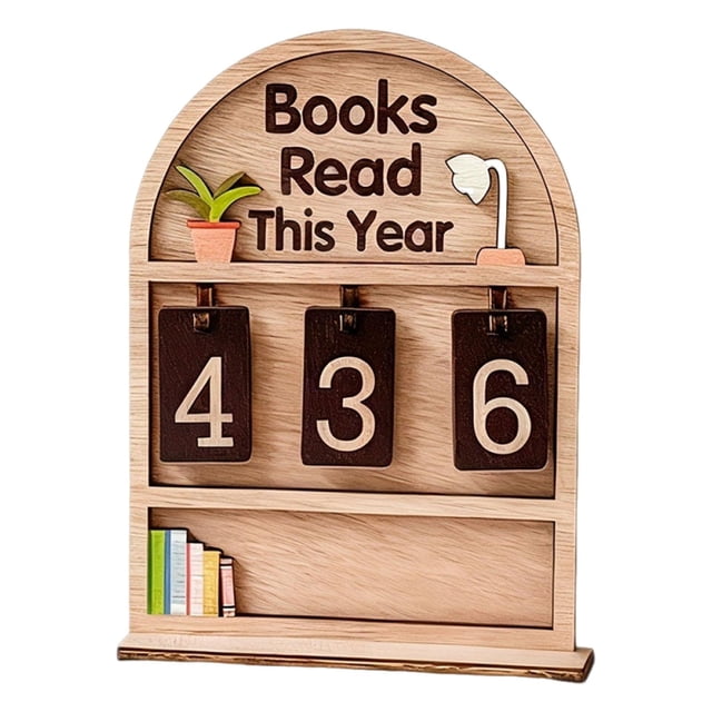 DOLITY Books Read This Year Counter Book Lover Gift up to 999 Books Reading Tracking Wood Color