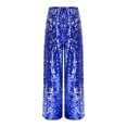 thumbnail image 4 of TiaoBug Kids Girls Sequin Pants Sparkly Wide Leg Trousers Hip Hop Jazz Dance Disco Party Rave Outfits Royal Blue 14, 4 of 5