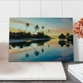 thumbnail image 2 of Tropical Cutting Board, Tropical Sunset Moorea French Polynesia Reflection Resort Scenic Waterscape, Decorative Tempered Glass Cutting and Serving Board, Small Size, Yellow Coral Blue, by Ambesonne, 2 of 5