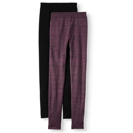 Time and Tru - Time and Tru Women's Fleece Lined Seamless Leggings, 2 ...