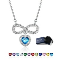 Suplight Necklaces for Women, 925 Sterling Silver Infinity Heart Birthstone Jewelry Gifts, Birthday Gift for Mom Wife