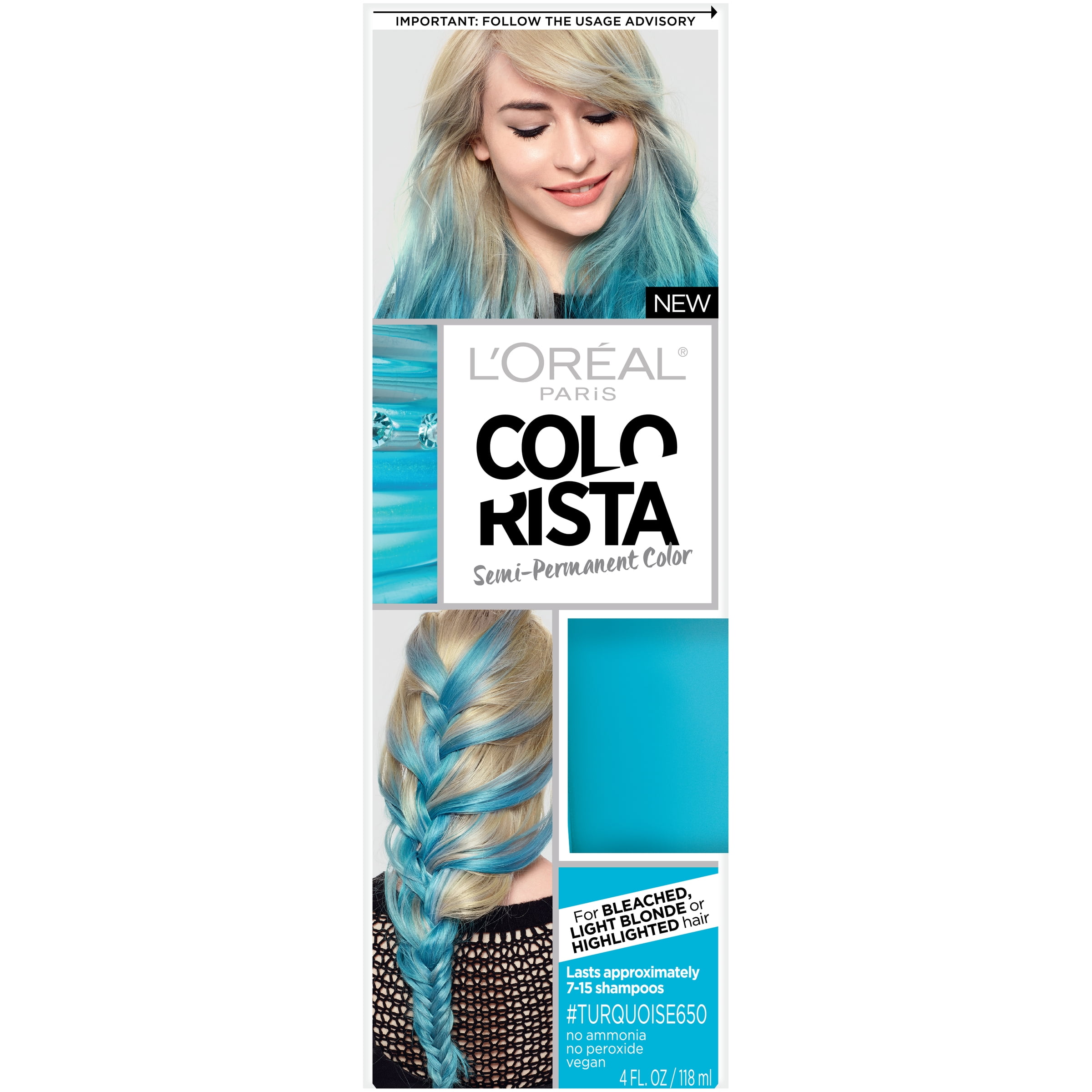 L'Oreal Paris Colorista Semi Permanent Hair Color, Light Bleached Blondes  Turquoise 