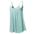 thumbnail image 2 of A2Y Women's Relaxed Fit Wool Dobby Woven Double Layer Spaghetti Cami Pleated Top Ash Blue S, 2 of 6