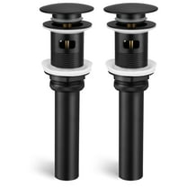 KES Black Sink Drain Without Overflow, 2 Pack Bathroom Sink Stopper Pop Up Drain Vessel Sink , All Metal Rustproof Brass and 304 Stainless Steel