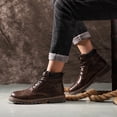 thumbnail image 2 of Botas de hombre, zapatos de invierno de cuero con cordones para el trabajo, viajes, negocios y calzado informal., 2 of 5