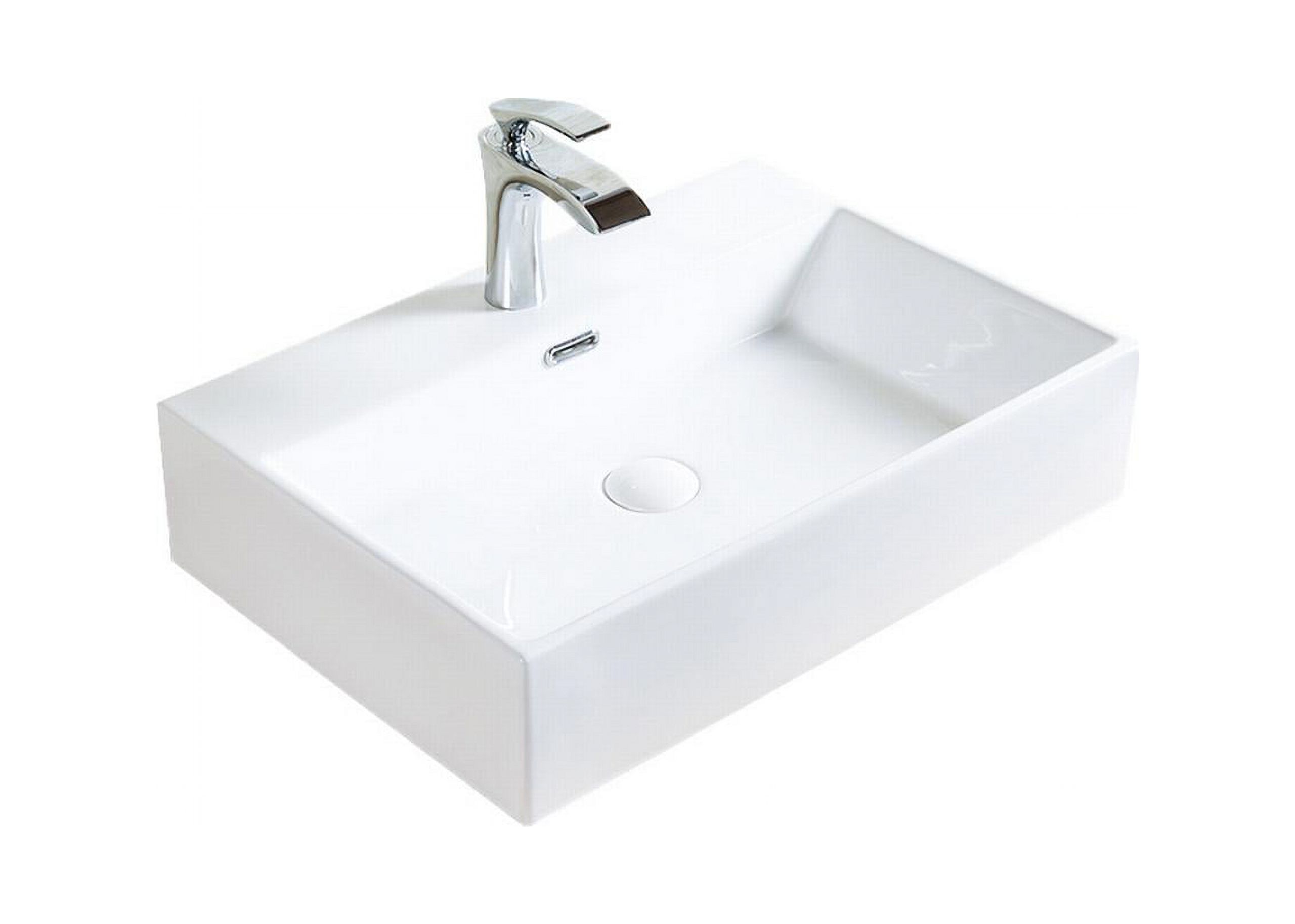 Lelia Over the Counter Vessel Ceramic Basin Sink, Glossy White