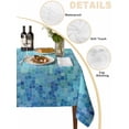 thumbnail image 2 of Turquoise Blue Teal Table Cloth, Chic Stained Glass Texture Aesthetic Waterproof Tablecloth for Rectangle Tables, Reusable Washable Fabric Table Cover for Restaurant Kitchen Dining Tables 52"x70", 2 of 6