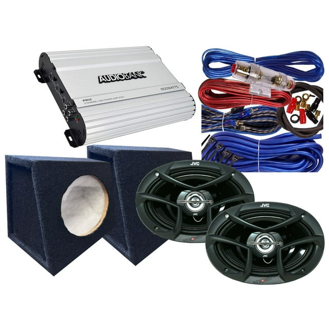 JVC CSJ6930 6x9" 800W Speakers+ 800W Amplifier + 2x S2 Car Speaker Box