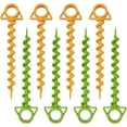 thumbnail image 1 of Naranja + tornillo verde: The Ultimate Ground Anchor - Paquete pequeño de 8 estacas para tienda de campaña - Clavo de plástico de cuerno de oveja estilo espiral, 1 of 5