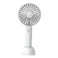 thumbnail image 1 of Ventilador de mano compacto y silencioso para escritorio con base, mini ventilador portátil de 3 velocidades para verano. Blanco, 1 of 9