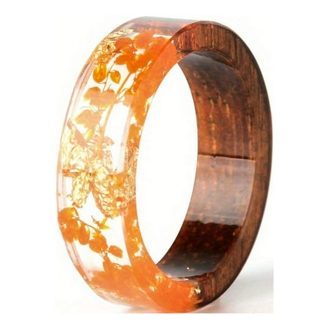 Bague en Résine de Bois Fait Main Cadeau d'Anniversaire pour Femmes, B, 20mm