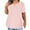 Pink, variant on Admvng Plus Size Tops for Women Solid Color V-Neck Blouse Casual Loose Summer Short Sleeve S-3XL