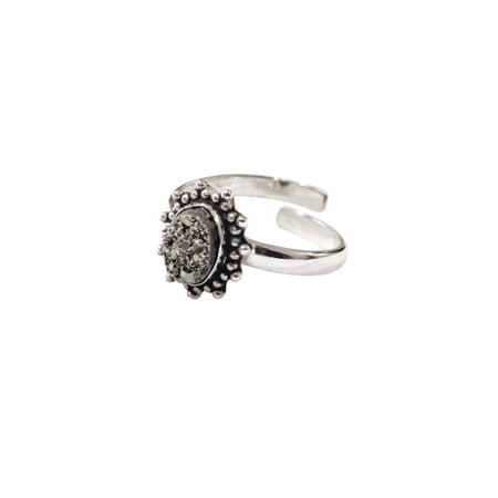 Natural Raw Pyrite Ring, Pyrite Gemstone Ring, Money Catching Power Ring, Adjustable Tiny Ring, Toe Ring, 925 Sterling Silver, Womens Bohemian Ring, Christmas, Thanksgiven, Handmade Statement Jewelry