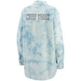thumbnail image 3 of Women's WEAR by Erin Andrews White New York Rangers Oversized Tie-Dye Button-Up Denim Shirt, 3 of 3