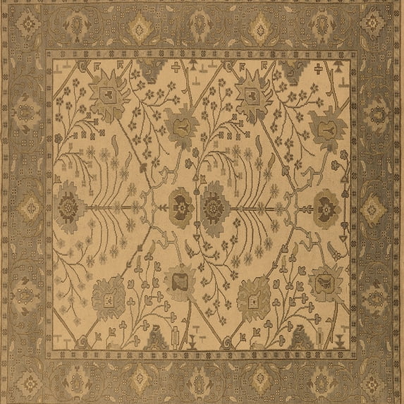 Ahgly Company Indoor Square Oriental Brown Industrial Area Rugs, 5' Square