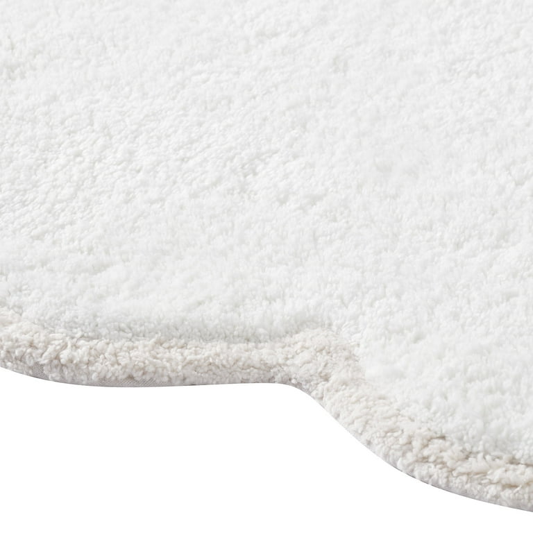 VCNY Home White Scallop Cotton Bath Runner 24x60, Soft Absorbent