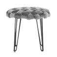 thumbnail image 5 of Powell Anya Round Handwoven Velvet Ottoman with Hairpin Legs, Gray, 5 of 7