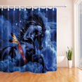 thumbnail image 1 of WOPOP Creative Animal Decor Horse Running in Sky with Feather across Cloud and Stars DeepBlue Polyester Fabric Bathroom Shower Curtain 66x72 inches, 1 of 1