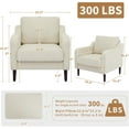 thumbnail image 2 of Modern Wingback Living Room Chair, Upholstered Fabric Accent Armchair, Single Sofa Chair with Lounge Seat and Wood Legs for Office/Bedroom/Reading Spaces, Beige, 2 of 7