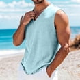 thumbnail image 5 of Mens Big & Tall Linen Tank Tops Plus Size Summer Ripped Shirts for Men Casual Lightweight Sleeveless V Neck Summer Beach Vests S-4X, 5 of 7