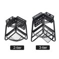thumbnail image 4 of Graflsoa Foldable 2-Tier Corner Dish Rack with Detachable Holders, Utility Hooks, and Space-Saving Design for Kitchen, Pantry, or Bathroom - Durable Carbon Steel Construction, 4 of 7