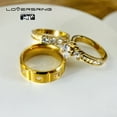 thumbnail image 6 of Two Rings His and Hers Wedding Ring Sets Couples Rings 18K Yellow Gold Plated Heart White Cz Titanium band, 6 of 9