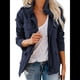 thumbnail image 3 of Chaqueta Utilitaria de Otoño para Mujer: Cuello Alto, Color Liso, Corte Holgado, de Cremallera y Múltiples Bolsillos Azul Oscuro M, 3 of 8