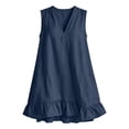 thumbnail image 7 of Jovrlynd Cotton Linen Dresses for Women 2026 Summer Boho Pockets Sleeveless V Neck Flowy Ruffle Mini Beach Sundress, S-2XL, 7 of 7