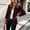 Wine, variant on IUYRTFE Women's Suede Look Blazer Lapel Collar Button Front Lined Jacket with Padded Shoulders