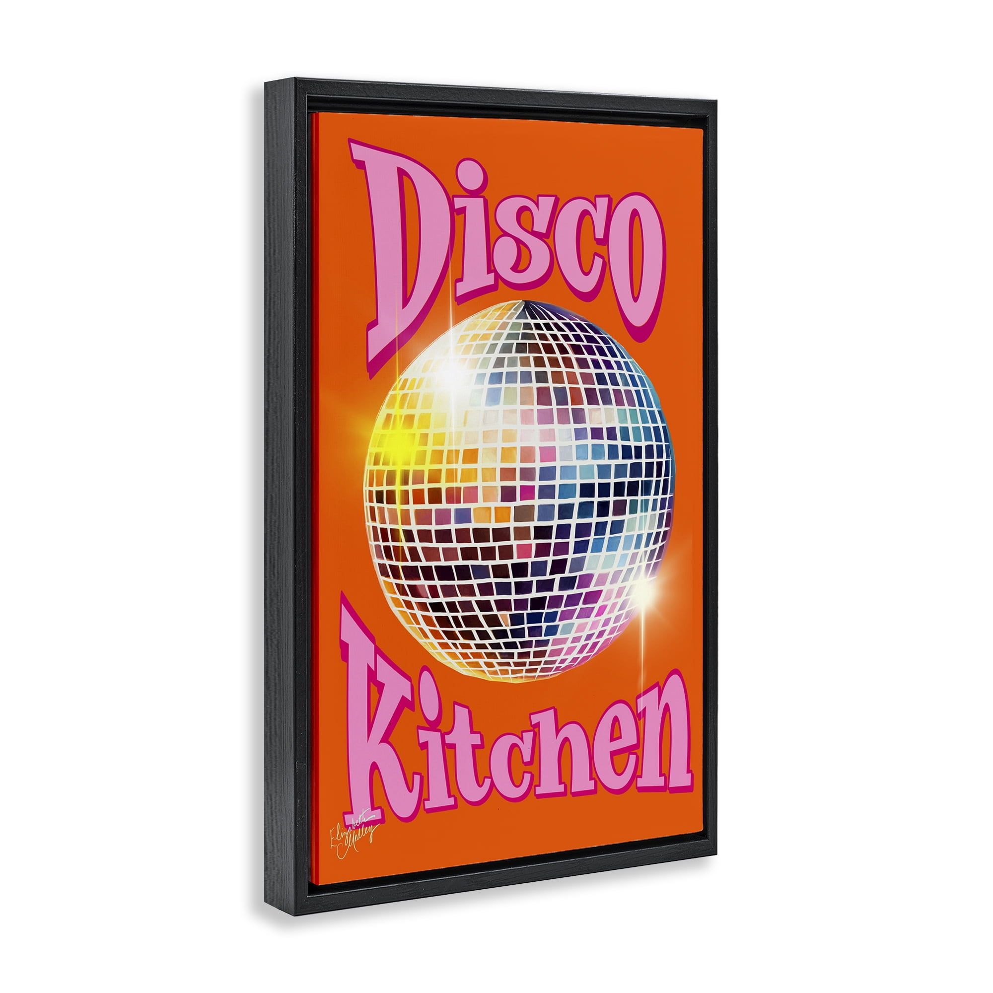 Stupell Industries Groovy Disco Kitchen Performing Arts Painting Black Floater Framed Art Print Wall Art, 17 x 25
