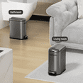 thumbnail image 7 of Stainless Steel Slim Bathroom Trash Can with Lid, 6L / 1.6Gal Step Narrow Waste Basket Covered Odorless Dustbin with Inner Bucket for Bedroom, Kitchen, Vanity, Office, Eclipse-Grey, 7 of 7