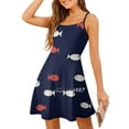 thumbnail image 1 of Fish With A Twist Sweetheart Knot Flared Dress Fashion Design Large Size Loose Dress Fish Pattern l Sea Beach, 1 of 5