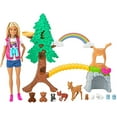 thumbnail image 6 of Barbie Wilderness Guide Doll & Playset, Blonde Doll with 10 Animal Figures, Tree, Rainbow & More, 6 of 7