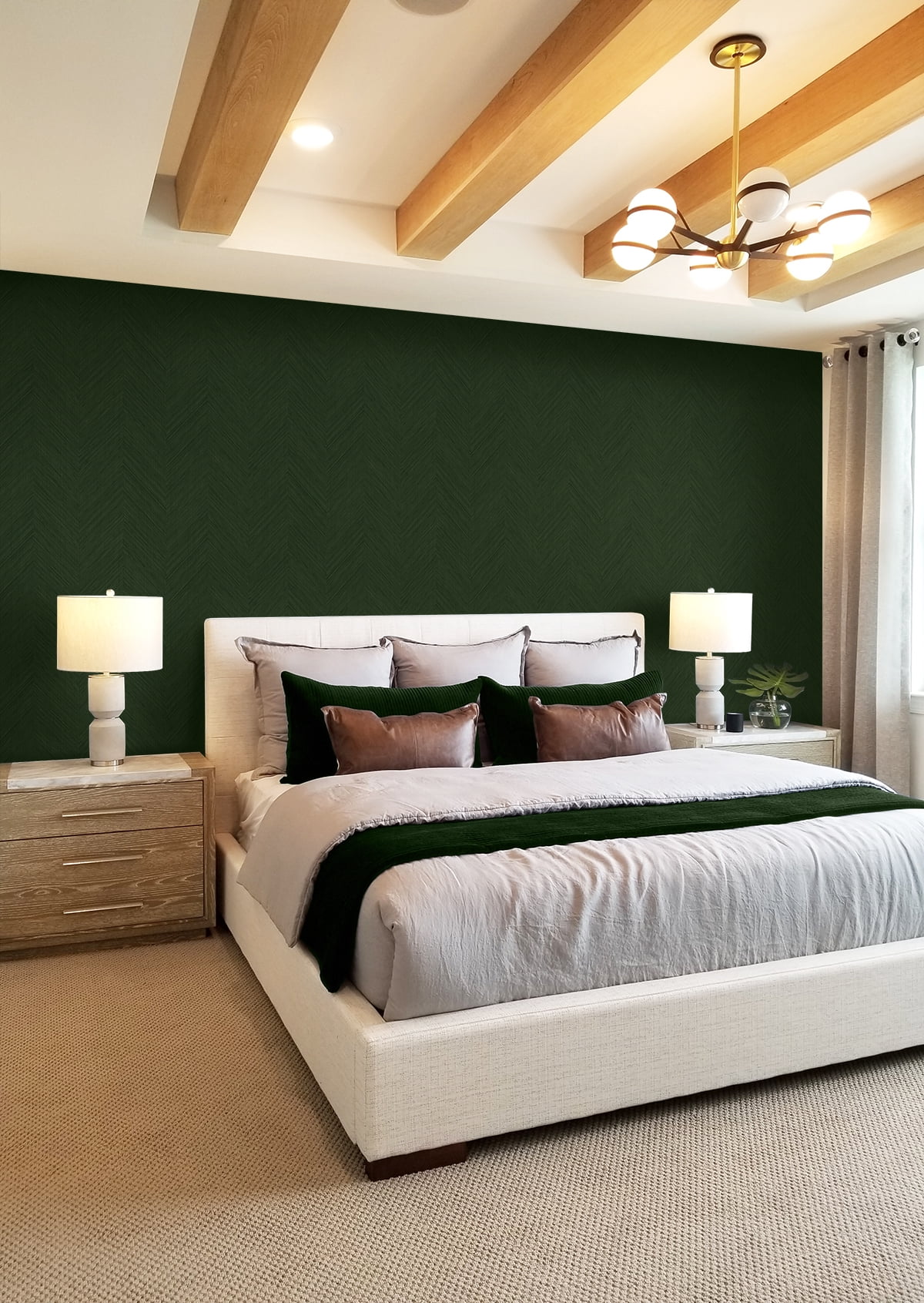NextWall Green Chevron Stripe Peel and Stick Wallpaper