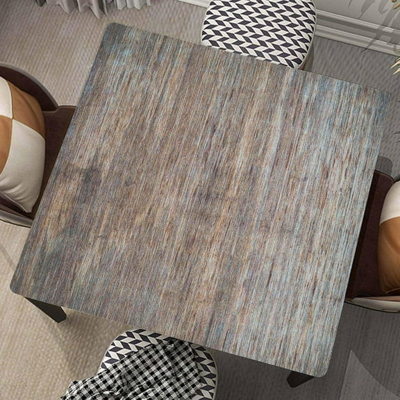 Square Fitted Table Cover Wood Grain Tablecloth with Elastic Edge Vintage Wooden Tablecloths Waterproof Tables Cloth for Dining Kitchen Home Party Picnic, Fit for 36"x36" Tables, Style-9