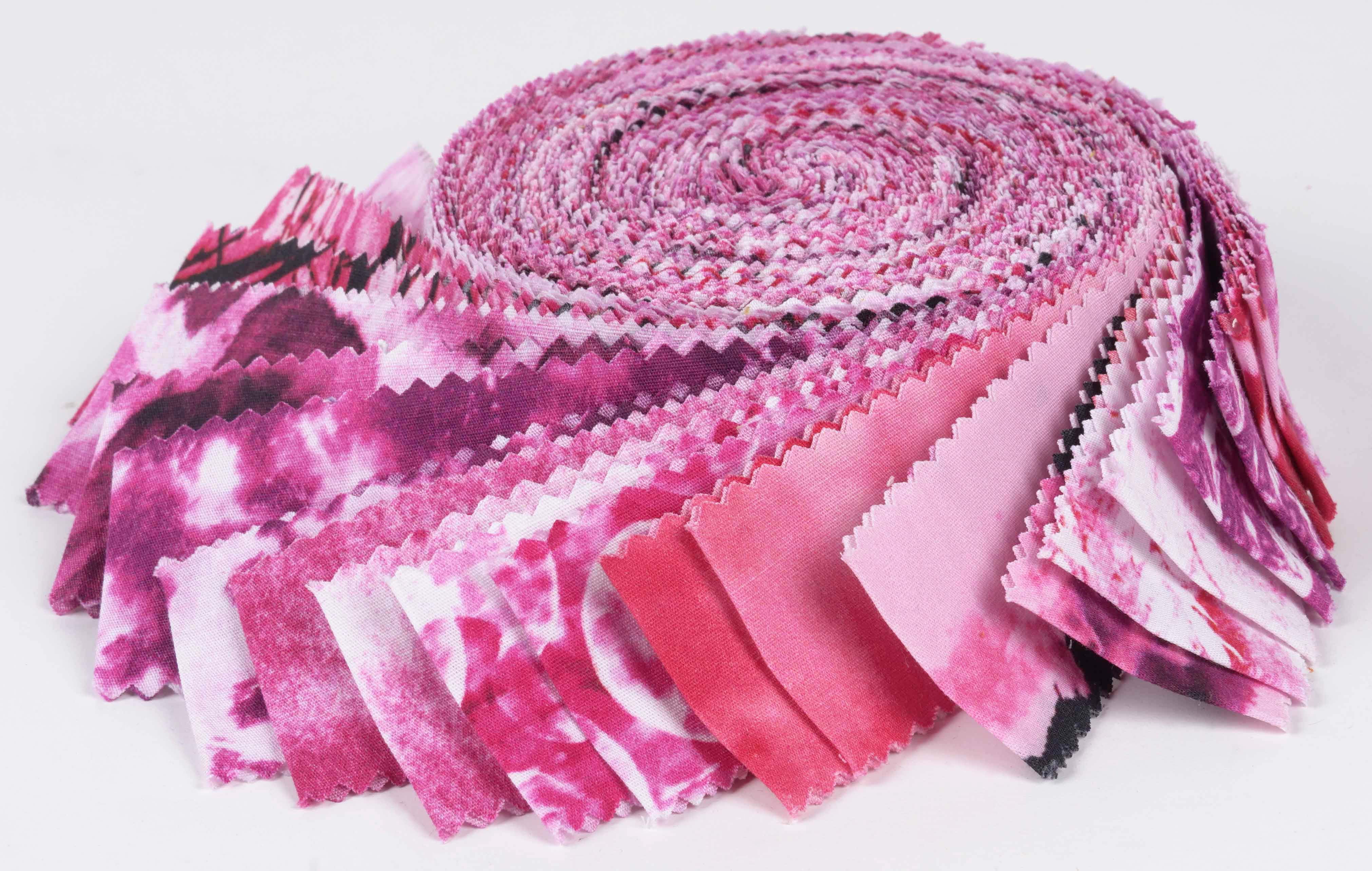Soimoi 40Pcs Tie Dye Print Precut Fabrics Strips Roll Up 1.5x42inches Cotton Jelly Rolls For Quilting - Purple